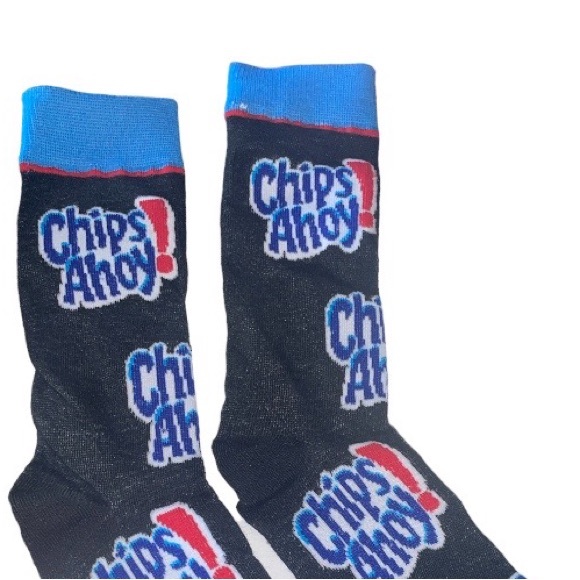 Chips Ahoy Logo mens crew Socks size 6-12 funny crazy black blue cookies… - Picture 4 of 6